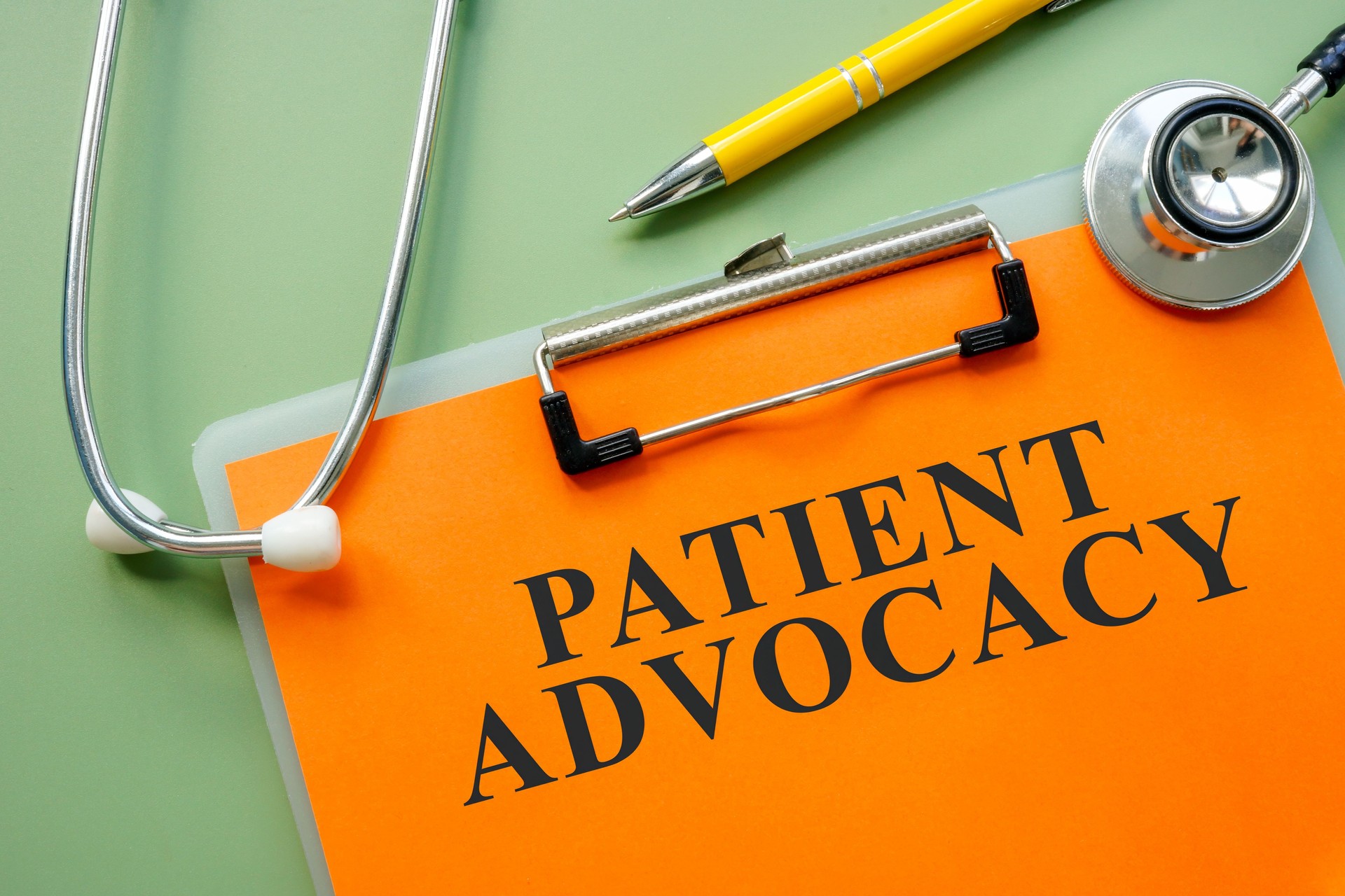 Stethoscope and document about patient advocacy. Healthcare support and patient care.