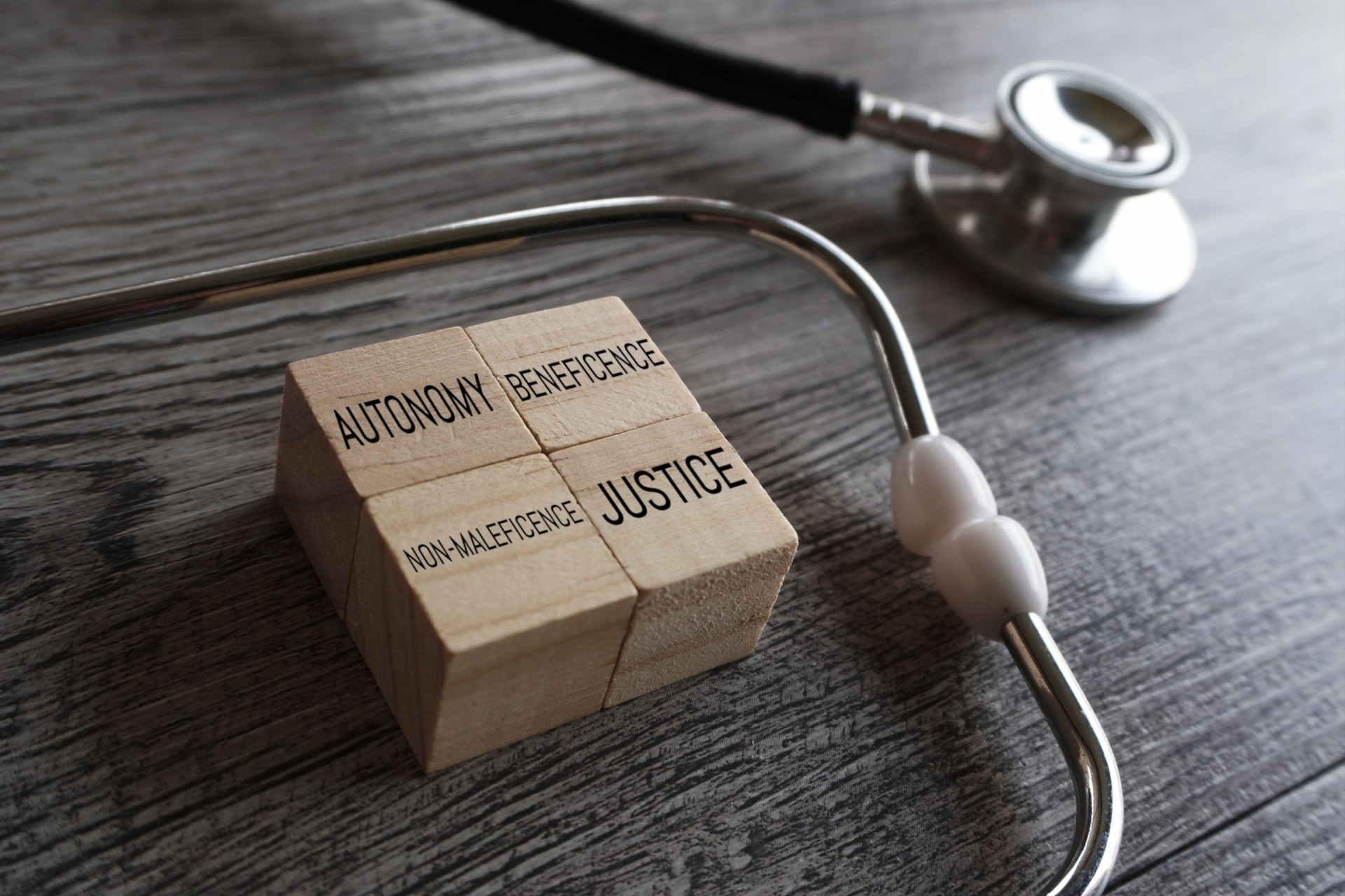 The four pillars of medical ethics concept.